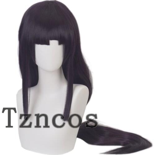 Tzncos Anime Danganronpa Mikan Tsumiki Cosplay Long Wig Dark Purple Heat Resistant Synthetic Hair