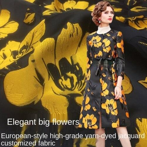 European designer fabric three-dimensional embossed large jacquard dress suit big suit fabric high-end drape