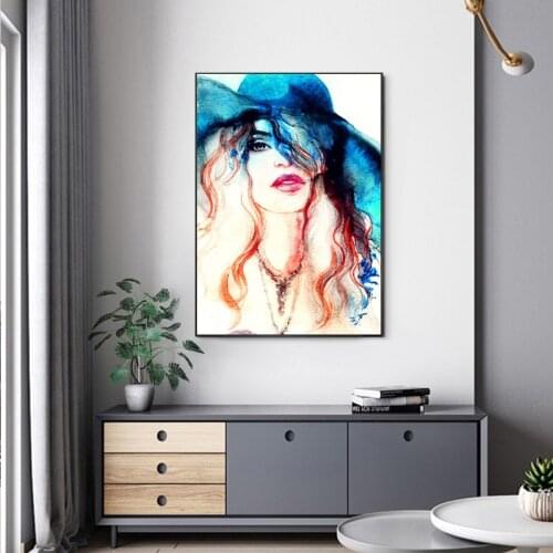 Fashion Beauty Girl Watercolor Canvas Paintings Wall Art Prints Poster Living Room Decorative Paintings On The Wall Home Decor