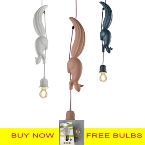 Nordic Creative Hanglamp Cute Squirrel Pendnat Light for Children Room Kitchen Living Room Restaurant Pendant Lighting Fixture