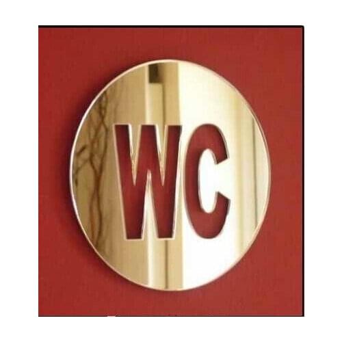 3D WC wall mirror sticker and ENTRANCE sign mirror sticker, Wash room toilet mirror wall sign , 2pcs per set