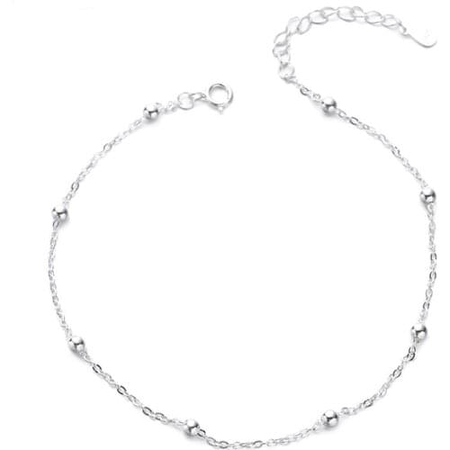 New Arrival 925 Sterling Silver Summer Fashion Chain Anklets For Women Beach Party Beads Ankle Jewelry Girl Best Gifts