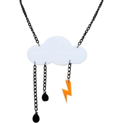 New Fashion Cloud lightning raindrop Pendants & Necklaces For Women Hiphop nightclub Bar Long Statement Necklace Jewelry N18004