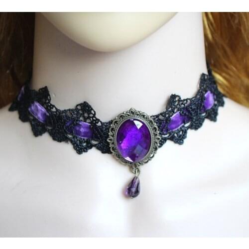 Belly Dance Necklaces Adult Indian Dance Neck Accessories New Gem Lace Clavicle Chain Practice D10