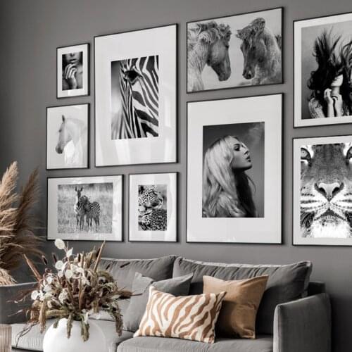 Zebra Horse Tiger Leopard Fashion Woman Wall Art Canvas Painting Nordic Posters And Prints Wall Pictures For Living Room Decor