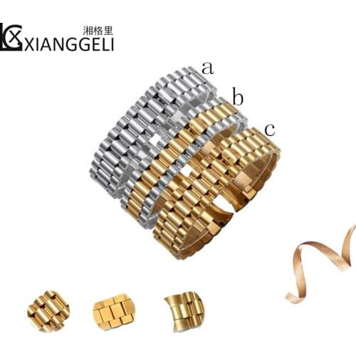 Watch accessories 20mm for Rolex stainless steel three stainless steel watch belt Mens business classic solid steel belt