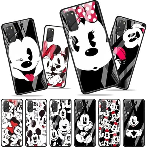 Disney Mickey and Minnie for Samsung Galaxy S20 FE Ultra Note 20 S10 Lite S9 S8 Plus Luxury Tempered Glass Phone Case Cover