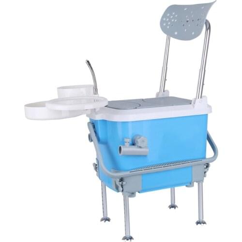 26L Fishing Box Portable Fishing Bucket Box Multi-Function Fishing Chair with Strap Handle Folding Backrest Adjustable Leg Rod