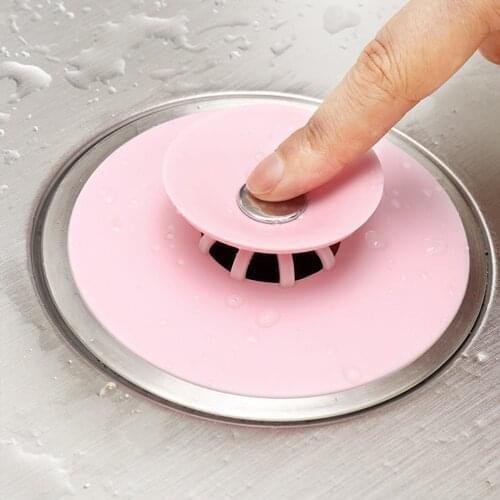 Silicone Colander Sink Strainer Bathroom Filter Kitchen Accesories Gadgets Press Type Silicone Hair Sink Strainers