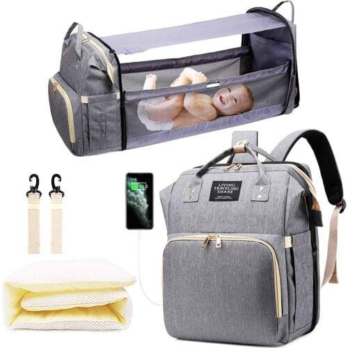 Diaper Bag Backpack Changing Station Baby Bag with Built-in USB Charging Port and Stroller Straps Large Capacity Waterproof