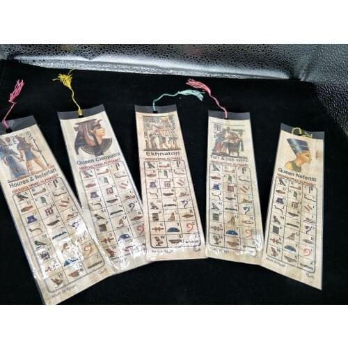 Party Favors Egypt brings back papyrus bookmarks The alphabet of ancient Egyptian hieroglyphics Random delivery of patterns