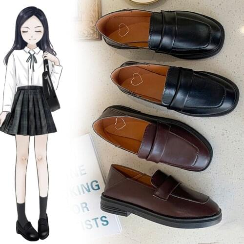 Jk uniform shoes small leather shoes 2021 spring new college style two flat flat loafers female students single womens shoes