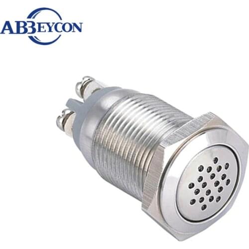 TY 16109 IP67 16mm DC12V/24V AC110V/220V flat round buzzer metal high quality buzzer