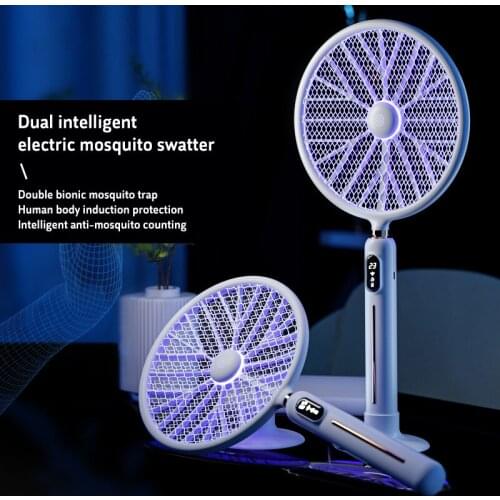 Smart Electric Mosquito Swatter Insect Trap LED Display 3000V Strong Voltage Insect Killer Human Body Induction No Radiation