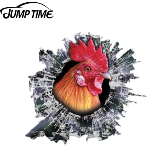 Jump Time 13cm x 12.2cm 3D Red Rooster window sticker Glass Slag Decal Reflective Stickers Waterproof Car Styling Bird Decals