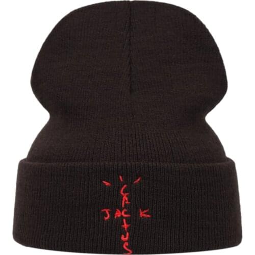 Winter Embroidery Jack Cactus Coffee Beanie Travis Scott Cotton Knitted Hat Skullies Hip Hop Cap