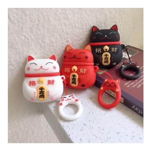 100piecse Wholesale Cartoon Lucky Cat Earphone Case For Airpods Shockproof Cover Cases For AirPods 2 Earphones Protective Case