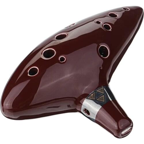 12 Holes Alto C Zelda Ocarina Ceramic Vessel Flute Wind Musical Instrument with Musicbook Lanyard Display Stand Musical Gift