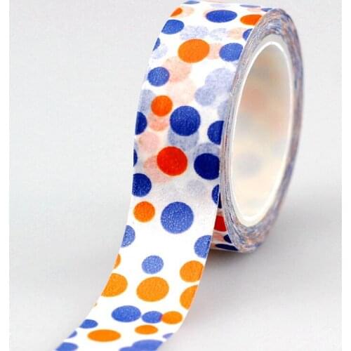 2PCS/lot 1.5cm*10m/roll blue orange dots washi tape DIY decoration scrapbooking Planner masking tape adhesive kawaii stationery