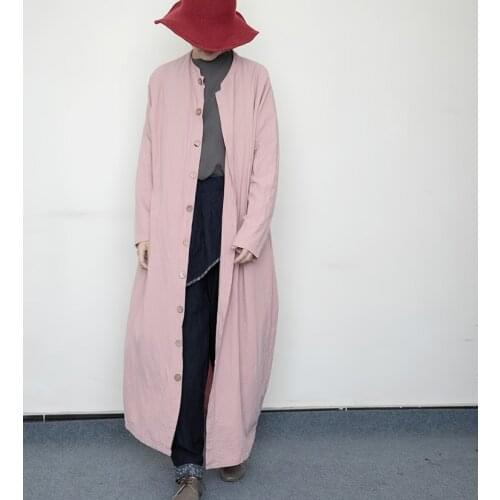 2019 Autumn vintage kimono Cotton cardigan long shirt coat Casual Pink Loose womens tops and blouses camisa feminina Plus Size