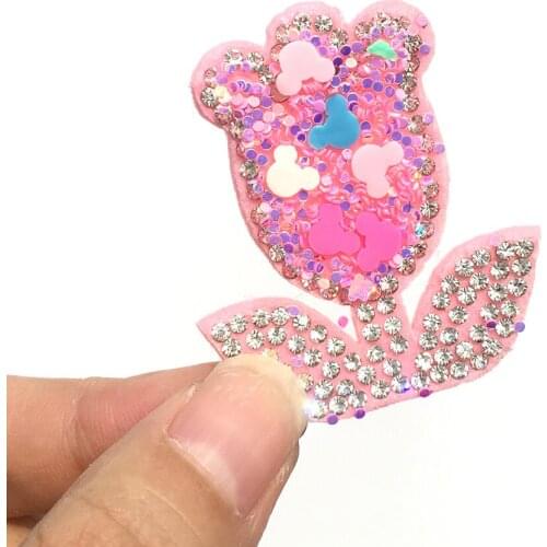 3color 10pcs Pearl Rhinestone Flower Hair Accessories DIY Flower Bouquet Decorations No Hair Clips for Headband Cute Patch