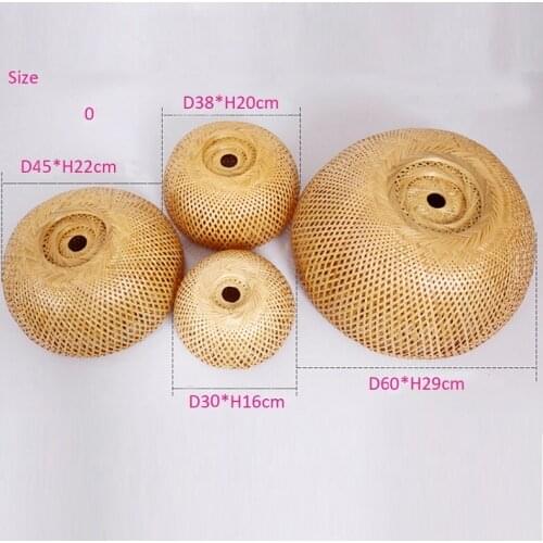 30cm/38cm/45cm/60cm Bamboo Wicker Rattan Lampshade Hand-Woven double layer bamboo dome lampshade Asian Rustic Japanese Lamp