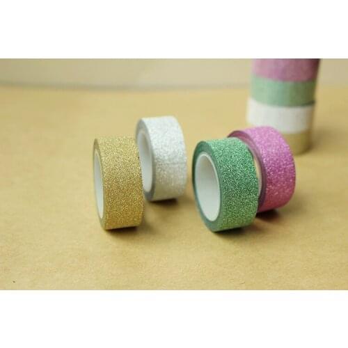 5M DIY Self-adhesive Glitter Washi Paper Tape Sticker Wedding Birthday Festival Decoration Home Decor