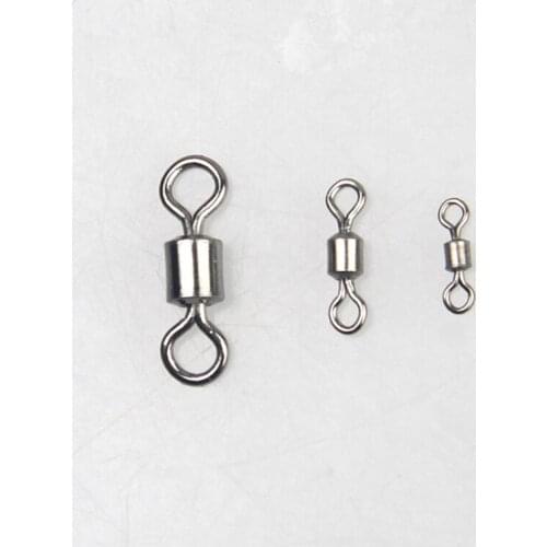 50PCS Fishing Swivels Ball Bearing with Safety Snap Solid Rings Connectors Rolling Swivels Fishing Hook Accessories