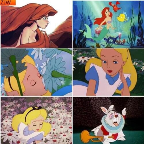 5D DIY Diamond Painting Alice In Wonderland Princess Alice Full Circle Diamond Embroidery Handmade Home Decoration Disney