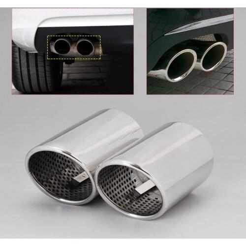 AU05 -2X Stainless Steel Finisher Feed Exhaust Tail Rear Muffler Tip Pipe Tailpipe for Q7 2006-2013