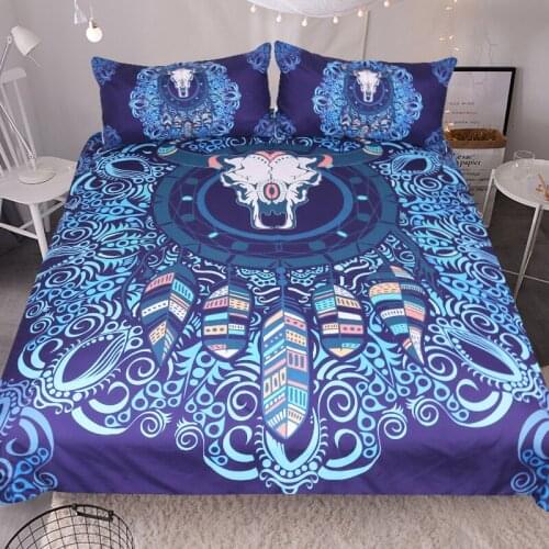 Free shipping 1pc duvet cover&2pcs pillow cases owl&sheep skull dreamcatcher bedding set 3d printing home textile