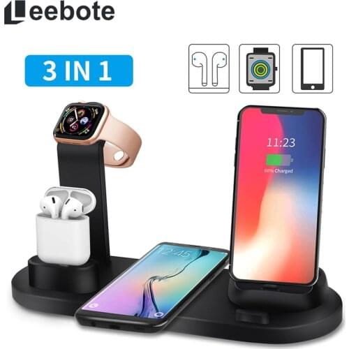 Qi Wireless Charger Dock Station Stand for iPhone Airpod 3 in 1 USB Charging Station for iWatch iPhone 11 for iPhone 8 XR XS Max