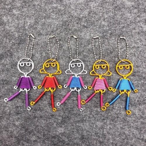 2 Pcs/Lot Aluminum Doll Key Chain Pendant Lovers Pendant Bag Ornament Tourism Handicraft Mobile Pendant Accessories