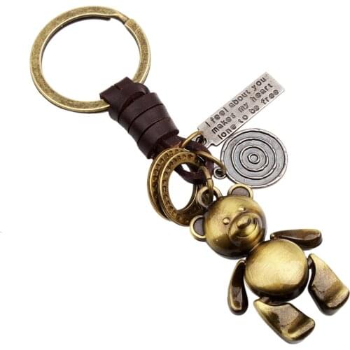 Pig Keychain Cute Totoro Teddy Bear Creative Trinket Charm Metal Leather Keyring