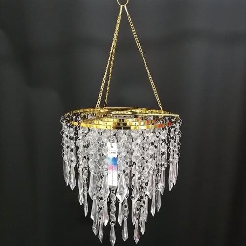 Camal 1PCS Assembled T49CM Hanger 22CM Gold Centerpiece Frame Shelf Acrylic Bead Chain For Chandelier Pendant Wedding Christmas