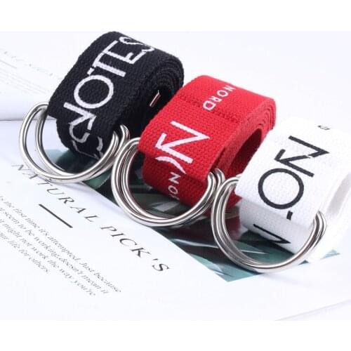 Casua waistband canvas belts for women double ring buckle female Korea student girls boys belt jeans with letter strap