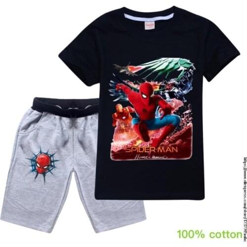 Disney SpiderMan kids clothes Set boys girls T-Shirt+Short Pants 2 pieces childrens Cotton Clothing Sets cartoon Clothes 2 PCS