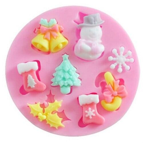 DIY Christmas Fondant Mold Santa Claus Snowman Christmas Tree Snow Cake Decoration Baking DIY Chocolate Silicone Mold FM041