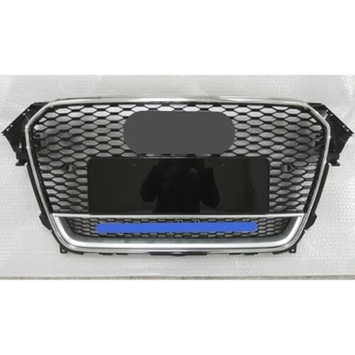 For RS4 Style Front Sport Hex Mesh Honeycomb Hood Grill Chrome Black for Audi A4/S4 B8.5 2013-2016 For quattro style