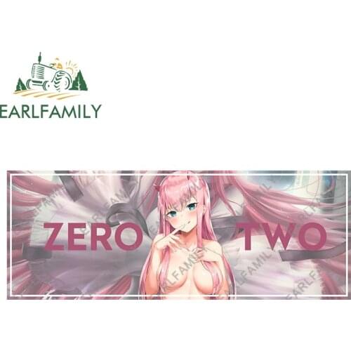 EARLFAMILY 13cm x 5cm for Zero Two Anime Slap Car Stickers and Decals Motorcycle Laptop Bumper Decoration Waterproof Car Wrap