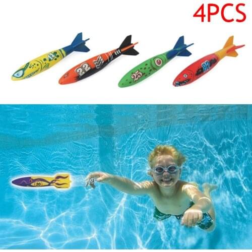 4 Pcs/Set Children Torpedo Toy Kid Boy Girl Rocket Throw Torpedoes Bandits Toys For Swimming Pool Diving Underwater Game NSV775