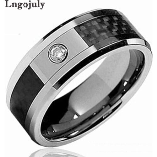 Hot Sale Luxury Tungsten Carbide Rings For Men Engagement Wedding Band For Male 8mm Tungsten Ring Jewelry Accessories