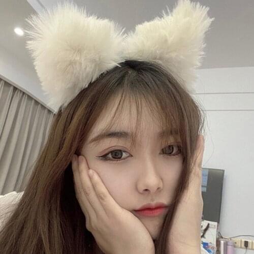 Cat Girls Cosplay Headband Furry Dog Ears Kawaii Kitten Ears Head Accessories Long Fur Animal Role Playing Hair Wear