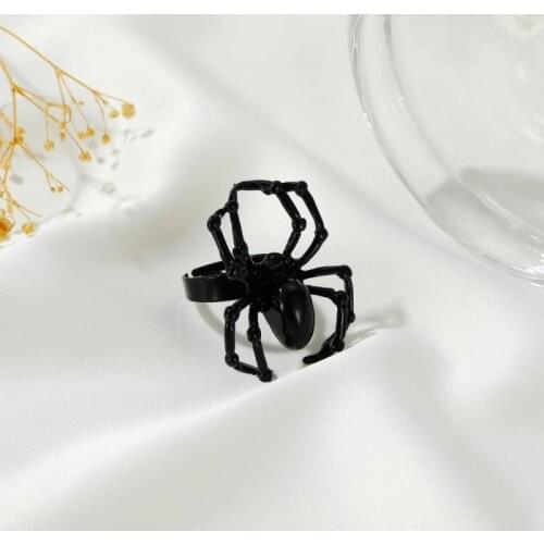 Neo-gothic Mens Animal Ring Black Spider Ring Punk Style Unisex Halloween Creative Alloy Metal Fashion Jewelry Holiday Gift