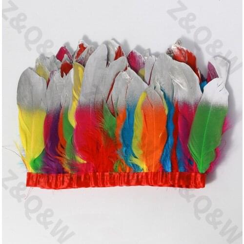 Natural 6-8 inch color goose feather spray head made of 2 meters cloth edge DIY performance costume skirt decoration