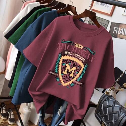 Pure Cotton Korean Version Plus Size T-shirt Women Loose Round Neck Half-sleeved Top Oversized Graphic T Shirts for Women