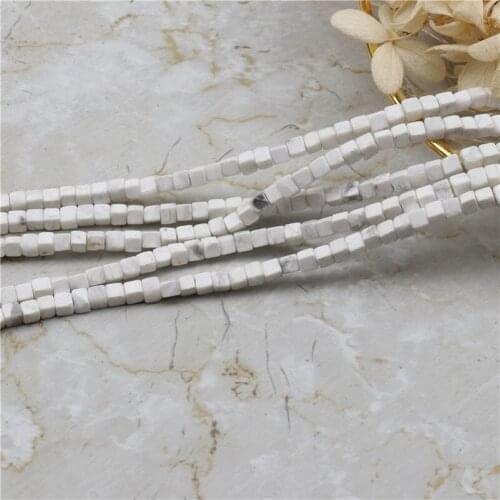 Natural 4mm Cube White Howlite Stone Gemstones Loose Beads Crystal Energy Stone Power Beads for Jewelry Making 15"