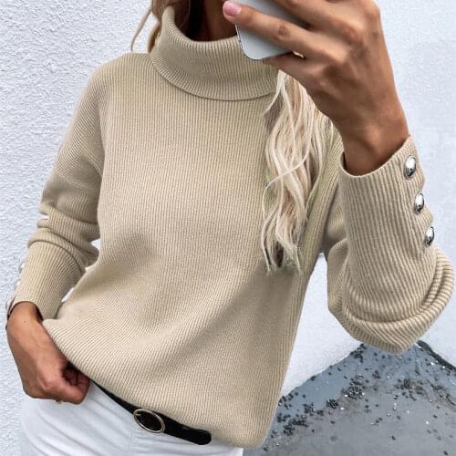 Autumn Winter Knit Sweater Loose Tops Solid Turn-Down Collar Pullovers Female Thick Turtleneck Knitted High Street Women Sweater