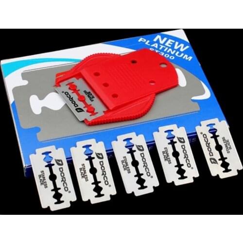 Plastic Razor Blade Scraper 2 Pack with 5 Double Edge Plastic Blades for removing Old Labels and Cleaning Decals