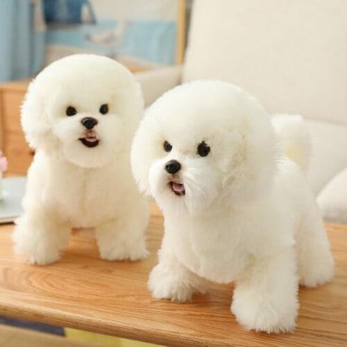 Hot Nice Bichon Frise Dog Stuffed Teddy Puppy Dog Plush Toy Cute Simulation Pets Fluffy Baby Dolls Birthday Gifts for Children
